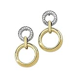 14K Two-Tone Gold Diamond Earrings - 0.16 Ct.