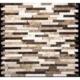 Antico Stone Ciottoli Stick Emperador Stone Polished 12 x 12 Mosaic