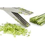 Jenaluca Herb Scissors Stainless Steel - Multipurpose Kitchen Shear with 5 Blades and Cover with Cleaning Comb