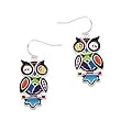 Multi Color Epoxy Owl Dangle Fashion Earrings