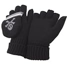 Childrens/Kids Boys Skull Winter Capped Fingerless Gloves