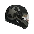 TMS Star Matte Black Dual Visor Full Face Motorcycle Helmet W/ Smoke Sun Shield (XX Large)