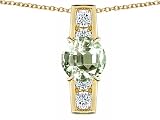 2.05 cts 925 Sterling Silver 14K Yellow Gold Plated Genuine Round Green Amethyst Pendant
