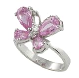 Sterling Silver Oval Cut Butterfly Ring with CZ Accents