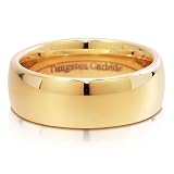Domed Design Gold Tone Tungsten Carbide Ring Polished Comfort Fit 8 mm - Men's Engagement Wedding Band Ring