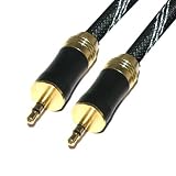 Aurum Cables 3.5mm Car Stereo Auxiliary Male to Male (Aux-in) Input Cable (15ft., Black) (Ideal for Car Aux in / Ipod / Iphone / Mp3) Ipad