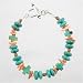 Southwestern Style Turquoise and Orange Spiny Oyster Beaded Bracelet with Turquoise Crosses and Sterling Silver Toggle, 8" Length, #9006