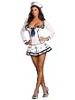 Long Sleeve Sailor Costume Womens Sexy Naval Uniform Navy Mini Dress White Hat