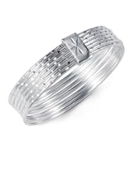 Youth 925 Sterling Silver Diamond Cut Bangle Bracelets