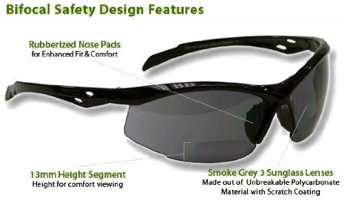 Bifocal Safety Glasses SB-9000 PS Smoke 1 50B005KJ3508