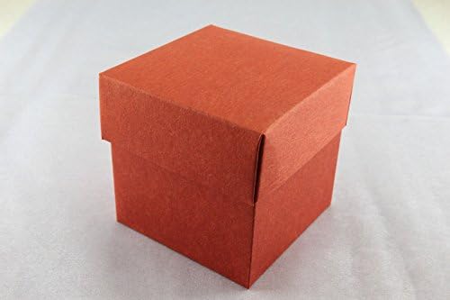 3"x3" Square Cube Favor Box with Lid,Wedding Bridal Supplies Baby Shower Party Decorative Boxes For Gifts Party Boxes 50Pcs (Red Orange)