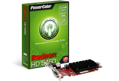 PowerColor ATI Radeon HD5450 512 MB DDR2 VGA/DVI/HDMI PCI-Express Video Card 512MD2-SH - Retail GB