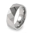Faceted Polished Tungsten Carbide Ring (8.0mm) - Sizes 8 - 13