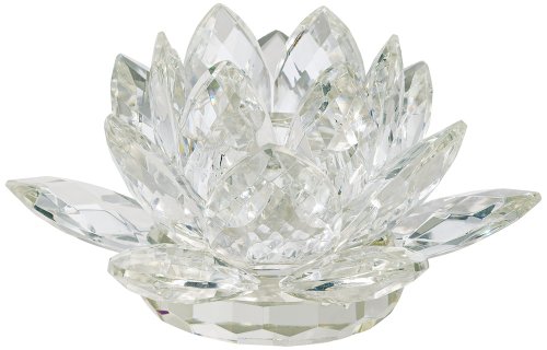 Small Clear Crystal Lotus Candle Holder