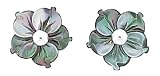Solid Sterling Silver Black Lip Mother of Pearl flowered Earrings