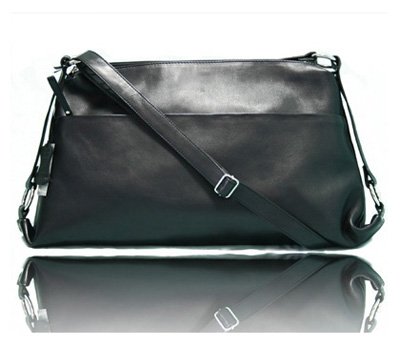 Baccini Genuine Crossbody Sling Lucia Black Leather Bag 