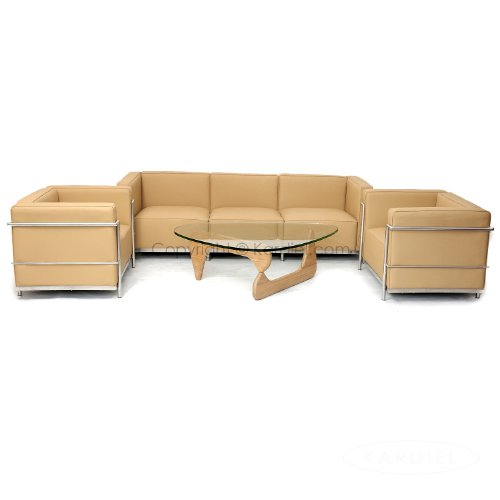 Kardiel Le Corbusier Style LC3 Set, Sofa & 2 Chairs, Oxford Fawn Genuine Leather Kardiel Le Corbusier Style LC3 Set, Sofa & 2 Chairs, Oxford Fawn Genuine Leather