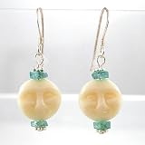 Apatite and Glass Man in the Moon Earrings, #8624