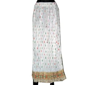 Designer Skirts Floral White Ladies Long Bohemian Gypsy for Women 38 Inch