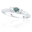 10k White Gold Blue and White Diamond 3-Stone Ring (.12 ct center, 1/4 cttw)