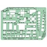 Linex Furniture Template with Furniture and Room Symbols Scale 1-50 230x160mm Tinted Green Ref LXG1263S