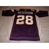Adrian Peterson Signed Purple Minnesota Vikings Jersey W/PROOF Picture of Adrian Signing For Us, Minnesota Vikings, Oklahoma Sooners