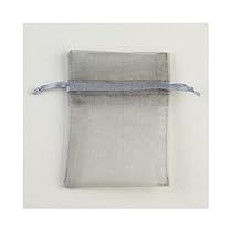 48 Organza Drawstring Pouches Gift Bags 4x5 - Silver/Gray