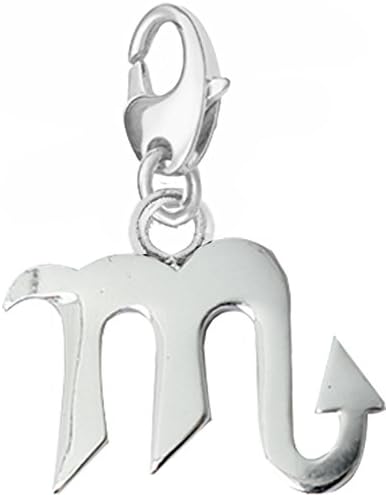 Silver Zodiac Charm with Lobster clasp for attaching charm bracelet, necklace and key chains - SCORPIO