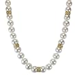 White 7-8mm AAA Cultured Pearl 18K Yellow Gold Overlay Sterling Silver Cubic Zirconia Roundel Strand Necklace (LS1R2) White 7-8mm AAA Cultured Pearl 18K Yellow Gold Overlay Sterling Silver Cubic Zirconia Roundel Strand Necklace (LS1R2)