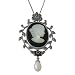 Sterling Silver Onyx Lady Cameo 18 Inch Necklace