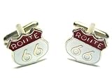 Route 66 Highway Sign Silver Cufflinks