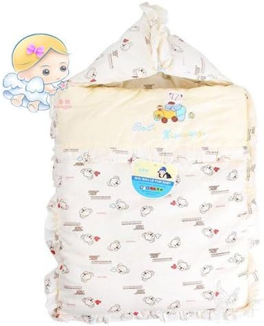 Winter and Summer Duplex Cotton Newborn Sleeping Bag Infant Sleepwear Robes Baby Blankets Holds (Yellow)