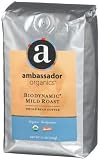 Ambassador Organics Biodynamic Mild Roast Coffee, Whole Bean, 12 Ounce Bags (Pack of 2)