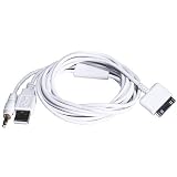 Audio Sync Cable for iPhone iPod (Apple Dock Connector to USB 3.5mm Audio)