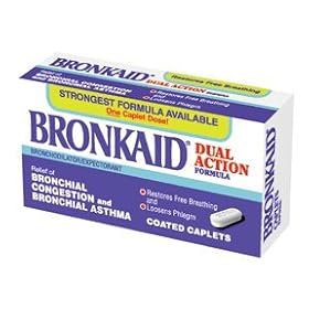 Click here to buy Bronkaid Dual Action Bronchial Relief, Coated Caplets, 60 Coated Caplets by bronkaid.