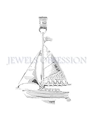 Rhodium-Plated 925 Sterling Silver Sailboat Pendant