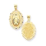 14k Reversible Blessed Mother with Hail Mary Prayer Pendant