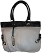Women's B Makowsky Purse Handbag Maggie Leather Tote Stone/Black