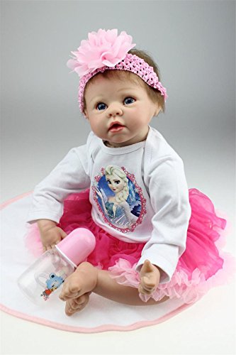 SanyDoll Reborn Baby Dolls, Baby Growth Partners, Headband Pink Small Safflower to Accompany Sleep Little Princess 22inch 55cm