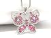 Gorgeous Pink Crystal Butterfly Charm Necklace Silver Tone