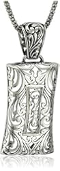 Sterling Silver Bali Filigree Rectangle Pendant Necklace, 18"