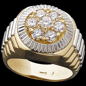 Beautiful! Stylish 14k High Polish Yellow-gold White-gold Men's 1 1/2 CT TW Diamond Ring
