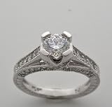 Platinum Diamond Engagement Engagement Ring 0.42 Ct Center