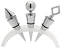 Hoffritz 3-Piece Chrome Wine Bottle Topper Set with Clear Stand