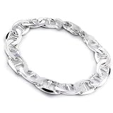Sterling Silver Concave Anchor Link Bracelet 9