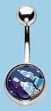 Cosmos Fireball Navel Bar 14 gauge by 3/8 in length