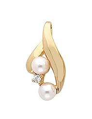 14K Yellow Gold White Akoya Cultured Pearl and Diamond Pendant -- LIFETIME WARRANTY