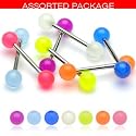 Body Accentz&trade; 7 Glow in the dark Acrylic Tongue Ring 14g - In Assorted Colors