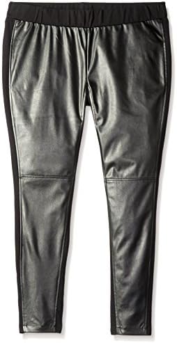 Modamix Women's Plus-Size Ponte Vegan Leather Legging, Jet Black, 3X(22/24)