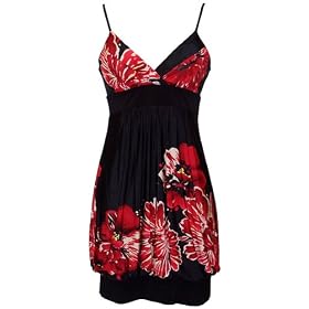 Watercolor Roses Red and Black Bubble Mini Holiday Party Cocktail Dress Babydoll